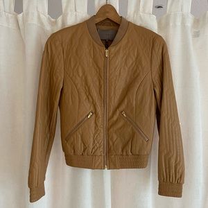 PERFECT CONDITION 100% Sheepskin Leather Bomber with beautiful leather stitching
